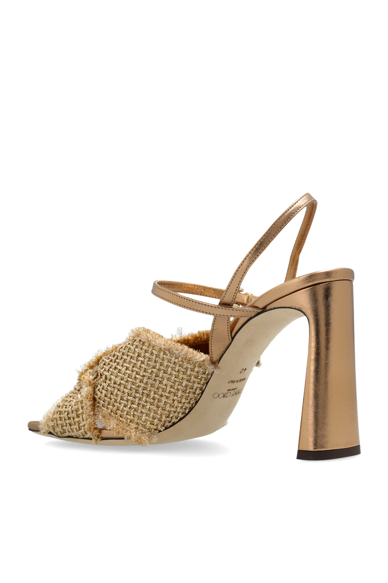サンダル・ミュール JIMMY CHOO ANNIKA PUMP SANDALS Annika Mule 35 | Gold Raffia & Metallic Nappa Sandals